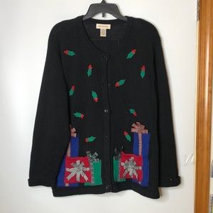 Bechamel Women's Black & Red Embroidery Christmas Sweater XL XLARGE PLUS SIZE